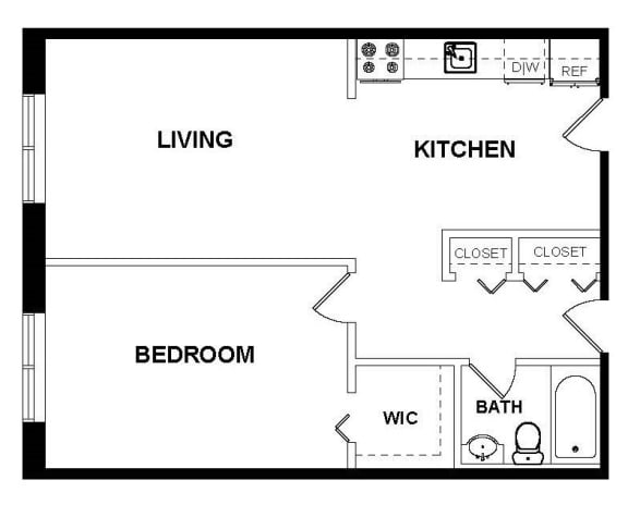 Floor Plan  1 Bedroom, 1 Bathroom