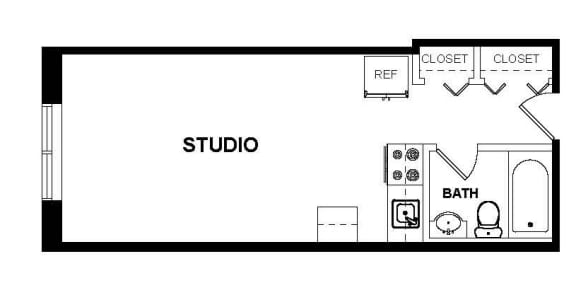 Floor Plan  Studio, 1 Bathroom