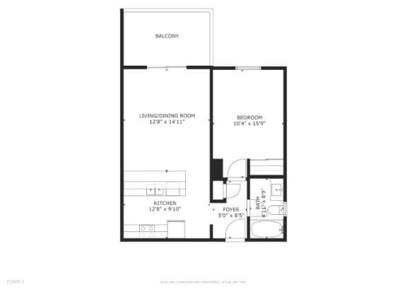 Floor Plan  1 Bedroom 1 Bath