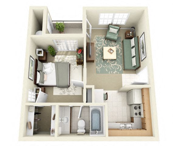 Floor Plan  Greenway 1 Bedroom 1 Bathroom Apartment in Albuquerque