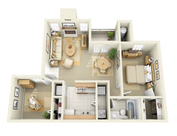 Floor Plan  Briargrove 2 Bedroom 1 Bathroom Apartment in Albuquerque