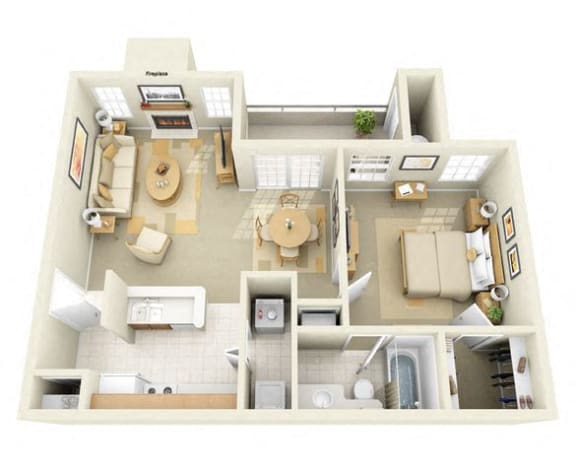 Floor Plan  Memorial 1 Bedroom 1 Bathroom Apartment in Albuquerque