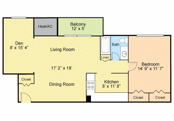 Floor Plan  One Bedroom Den