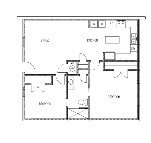 Floor Plan  2 Bed 1 Bath