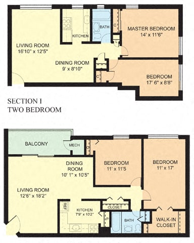 Floor Plan  Two Bedroom (2A) A