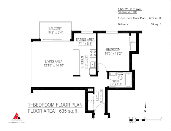 Floor Plan  1 bed 1 bathroom