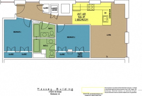 Floor Plan  4N4 Midtown, Unit 401