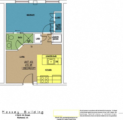 Floor Plan  4N4 Midtown, Unit 413