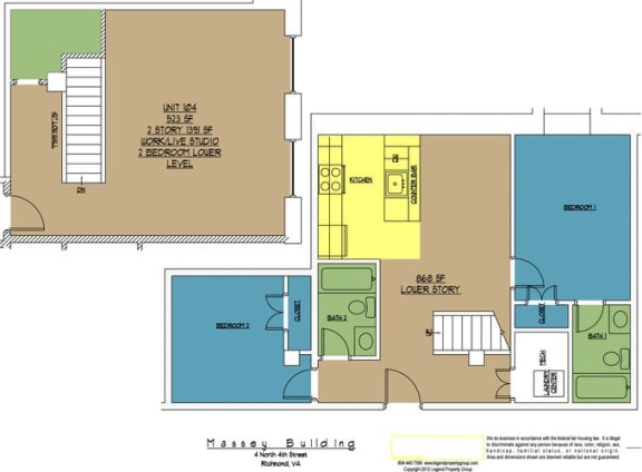 Floor Plan  4N4 Midtown, Unit 104