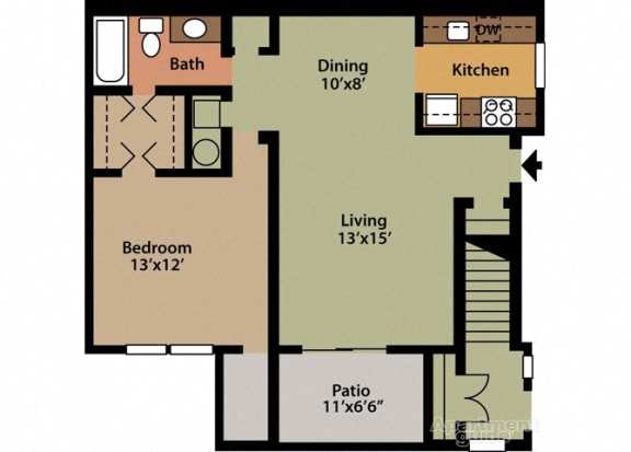 Floor Plan  Style B 1 Bedroom