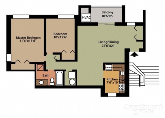 Floor Plan  Style E 2 Bedroom