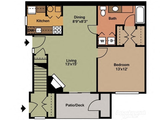 Floor Plan  One Bedroom Style B