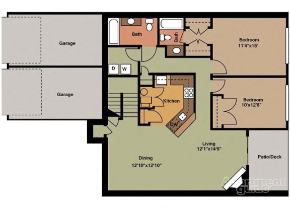 Floor Plan  Two Bedroom Style D