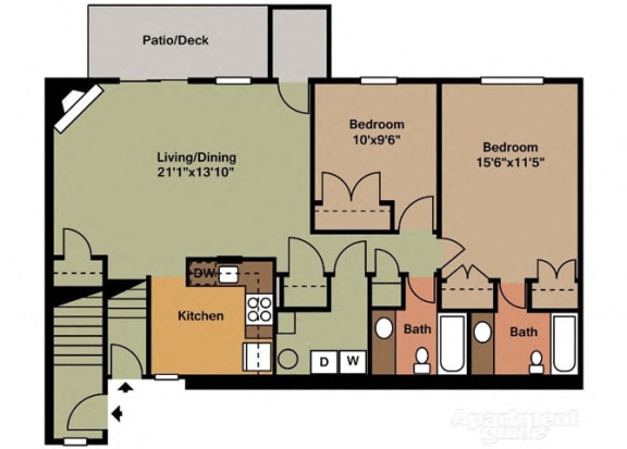 Floor Plan  Two Bedroom Style F