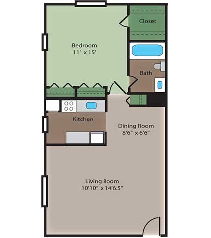 Floor Plan  Maple Floor Plan at Ridgewood Club Apartments, Virginia Beach, Virginia