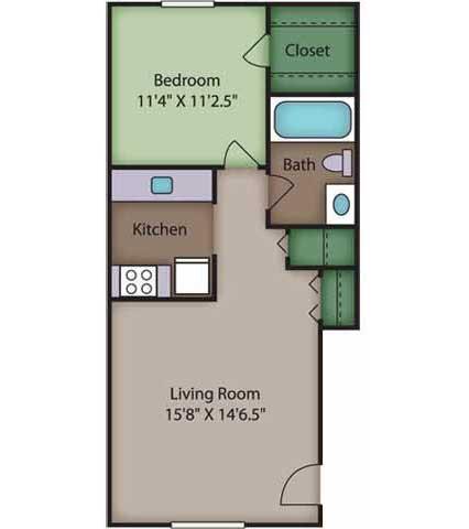 Floor Plan  Pine Floor Plan at Ridgewood Club Apartments, Virginia Beach, 23452