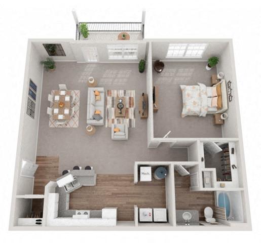 Floor Plan  Plan1x1B at Hidden Creek, Morrow
