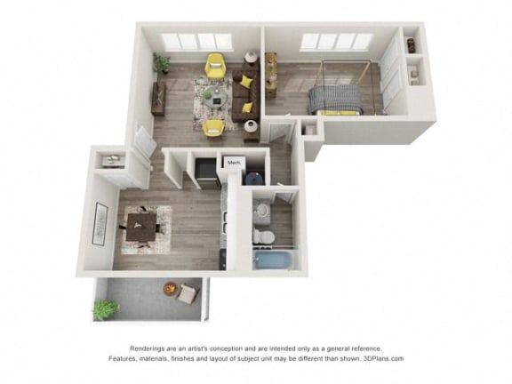 Floor Plan  Plan1x1 at Uphill Flats, Decatur