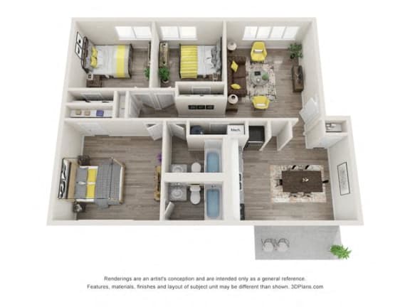 Floor Plan  Plan3x2 at Uphill Flats, Decatur, GA, 30032