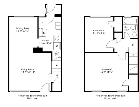 Floor Plan  2 Bedroom/1 Bathroom Townhome