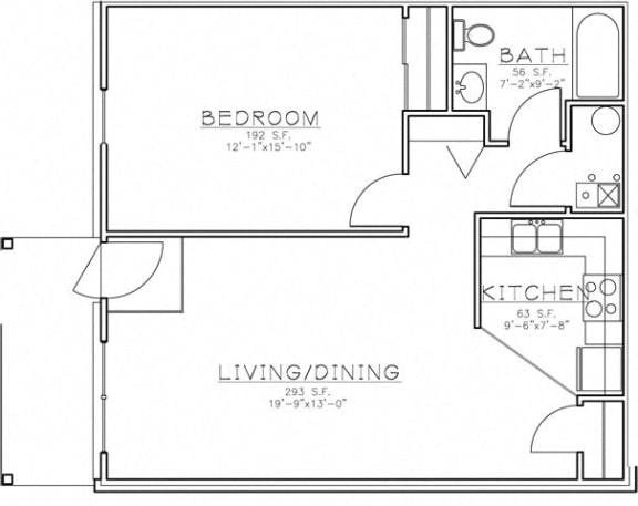 Floor Plan  1 Bedroom Unit