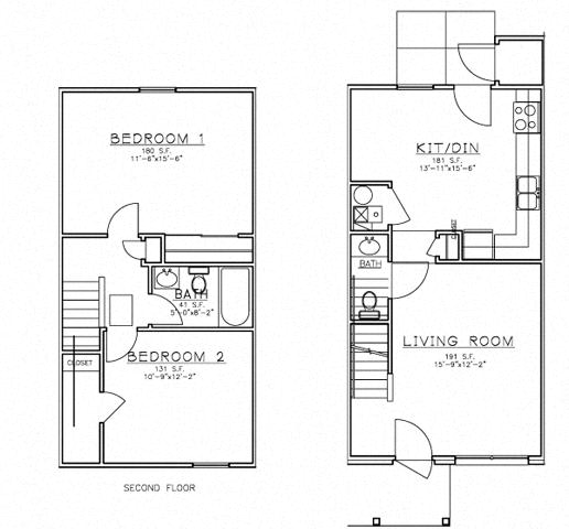 Floor Plan  2 Bedroom Unit