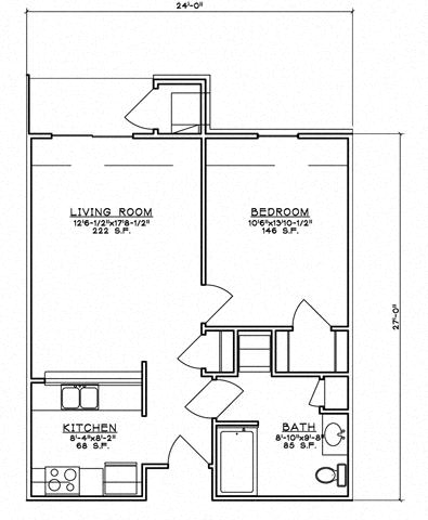 Floor Plan  1 Bedroom Unit