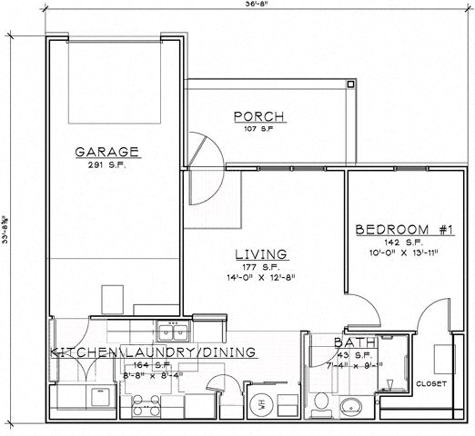 Floor Plan  1 Bedroom Unit