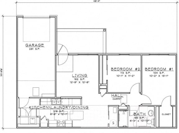 Floor Plan  2 Bedroom Unit