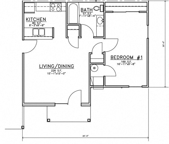 Floor Plan  1 Bedroom Unit