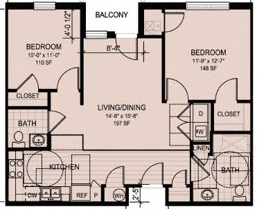 Floor Plan  2 Bedroom Unit