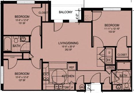 Floor Plan  3 Bedroom Unit