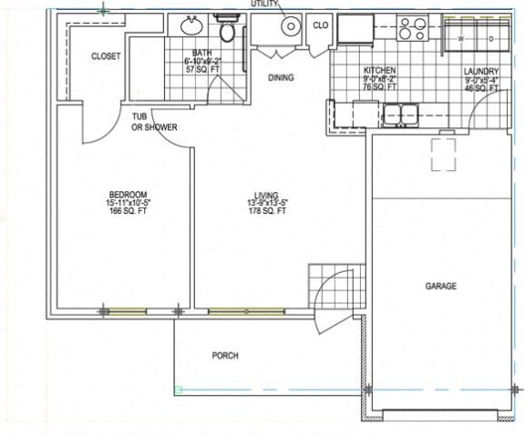 Floor Plan  1 Bedroom Unit