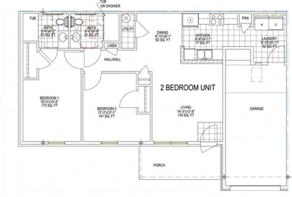 Floor Plan  2 Bedroom Unit