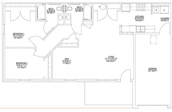 Floor Plan  2 Bedroom w/Great Room