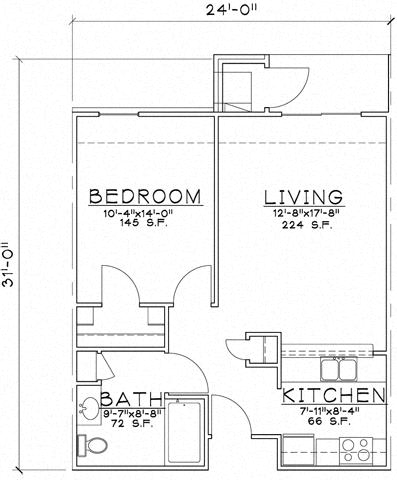Floor Plan  1 Bedroom Unit