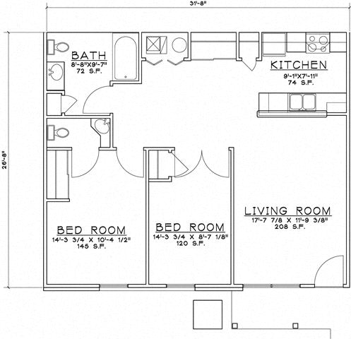 Floor Plan  2 Bedroom Unit