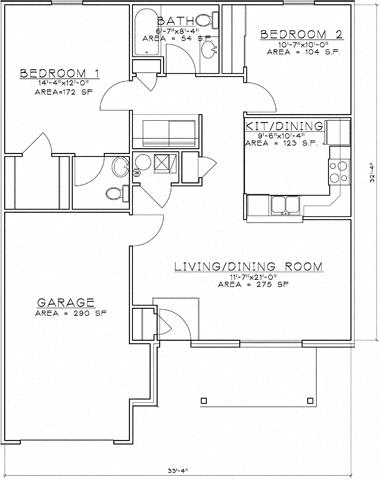 Floor Plan  2 Bedroom Unit