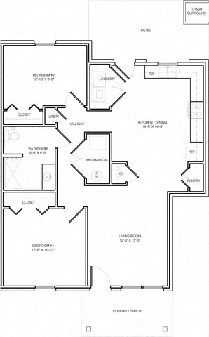 Floor Plan  2 Bedroom Accessible Unit