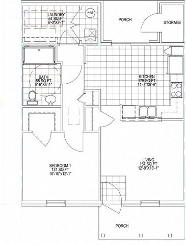 Floor Plan  1 Bedroom Unit