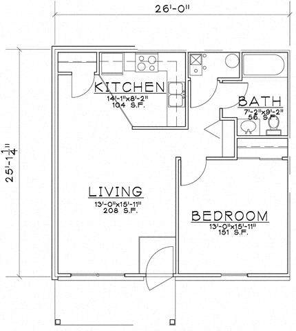 Floor Plan  1 Bedroom Unit