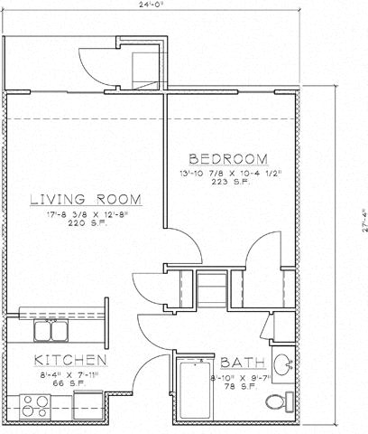 Floor Plan  1 Bedroom Unit