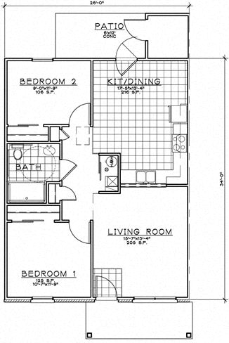 Floor Plan  2 Bedroom Unit