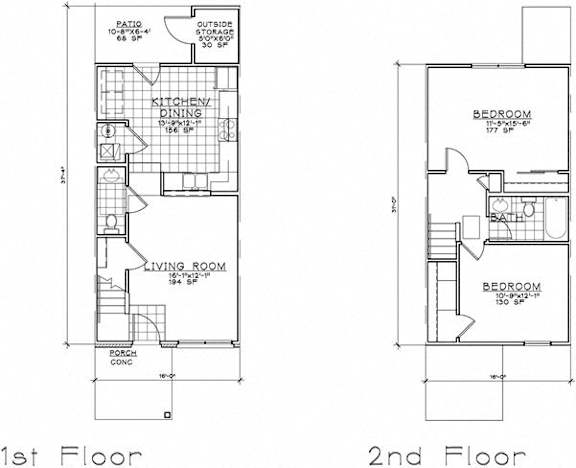 Floor Plan  2 Bedroom TH Unit