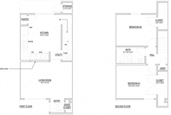 Floor Plan  2 Bedroom Townhouse