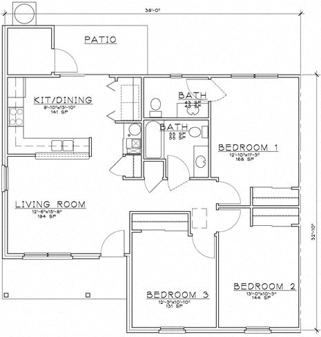 Floor Plan  2 Bedroom Unit Ranch