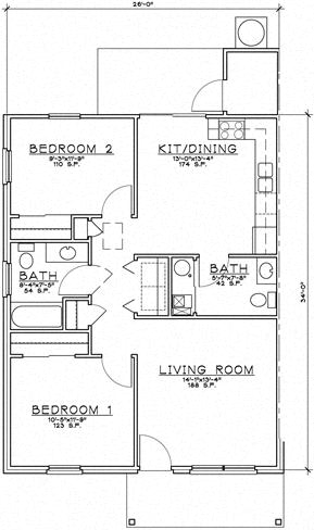 Floor Plan  2 Bedroom Unit w/Den Ranch