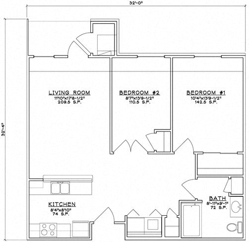 Floor Plan  2 Bedroom Unit