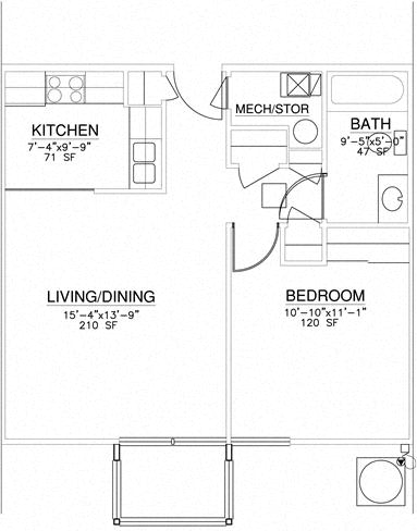 Floor Plan  1 Bedroom Unit
