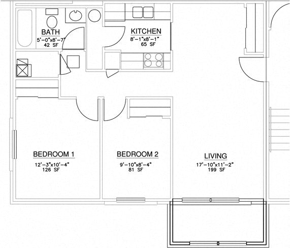 Floor Plan  2 Bedroom Unit